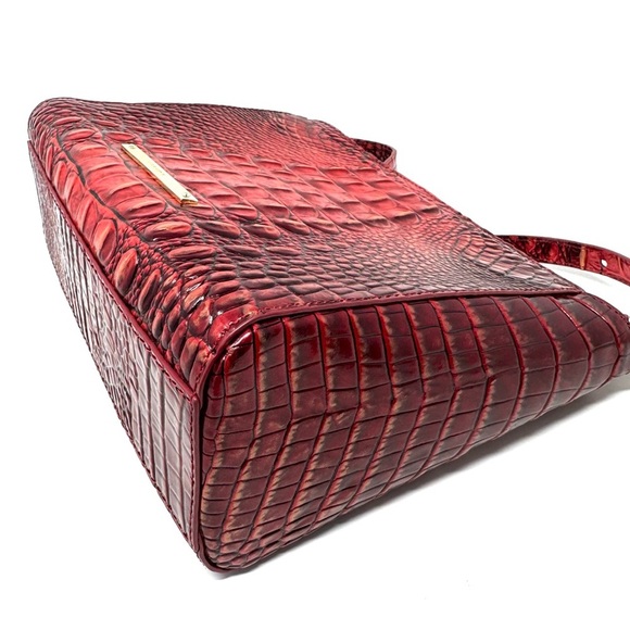 Brahmin Hillary Croc-Embossed Red Leather Crossbody Bag - Picture 11 of 12